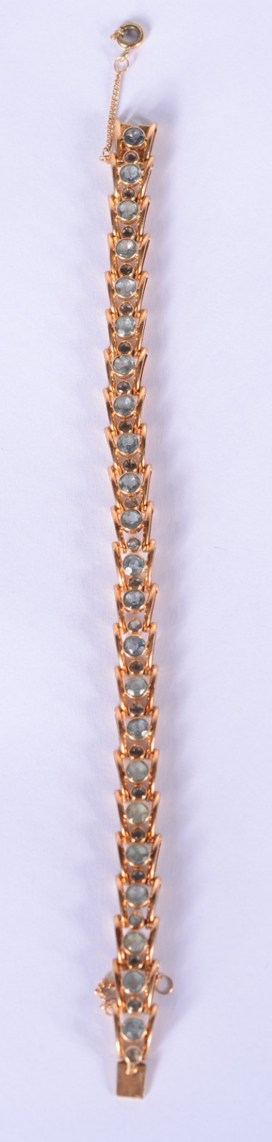 Pulseira de ouro 18 k., com pedras azuis. (Por motivos de segurança a... - foto 1 de 6