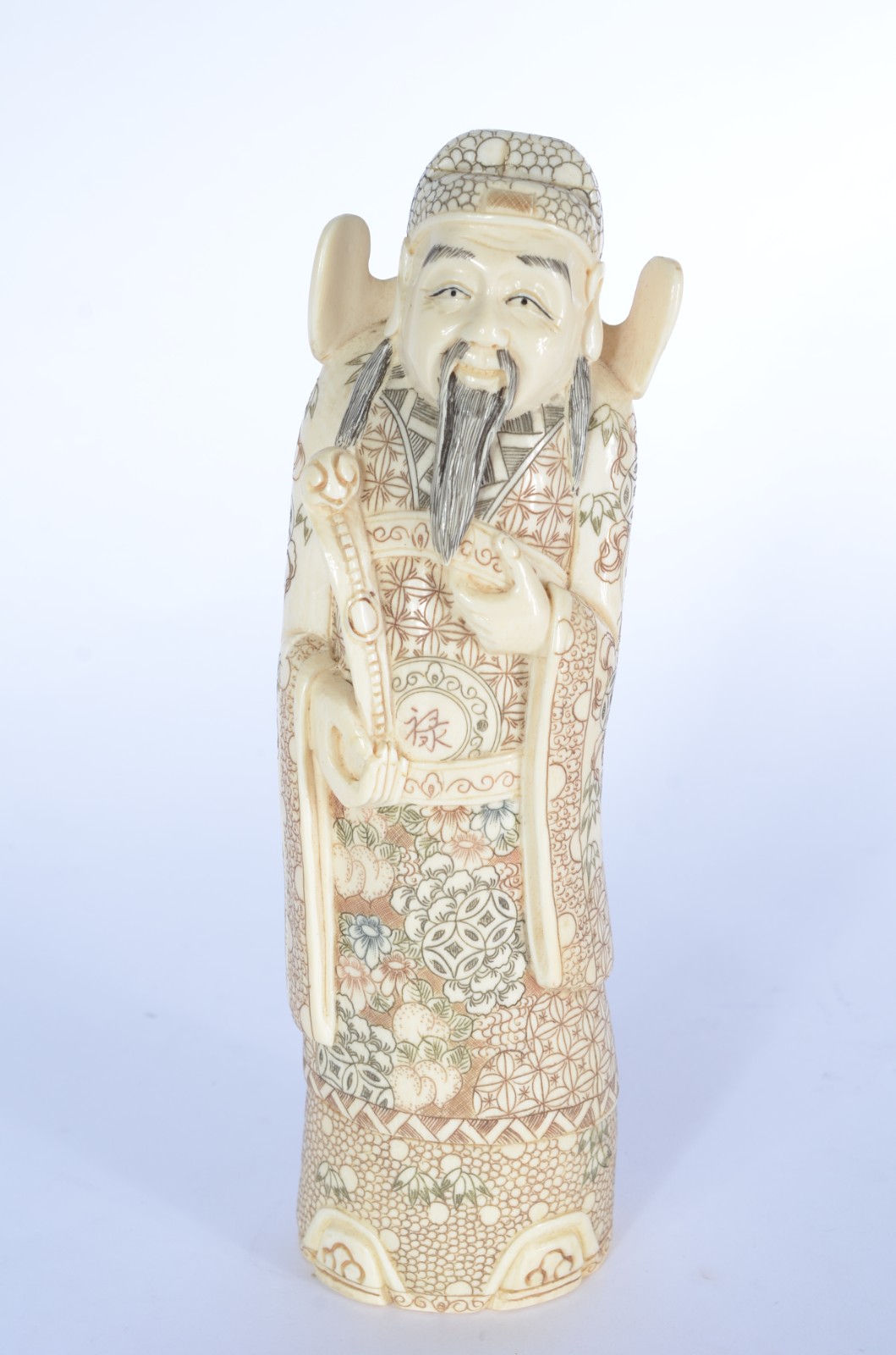 Escultura de marfim representando sábio com barbicha, base de... - foto 1 de 8