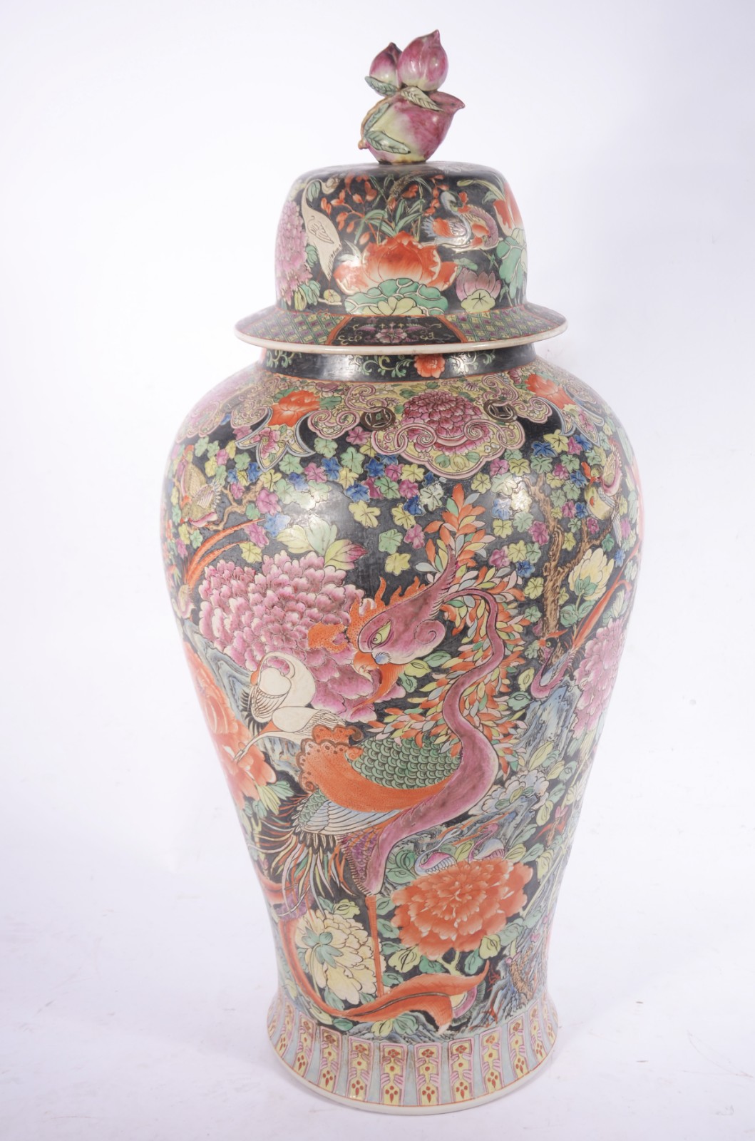 Grande potiche de porcelana chinesa decorado com aves e flores em... - foto 3 de 10