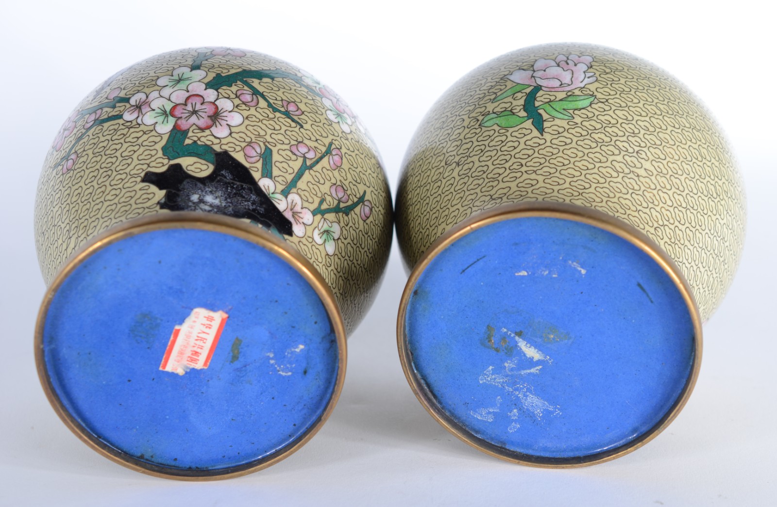 Par de potiches de cloisonné oriental decorados com flores e pássaros... - foto 5 de 5
