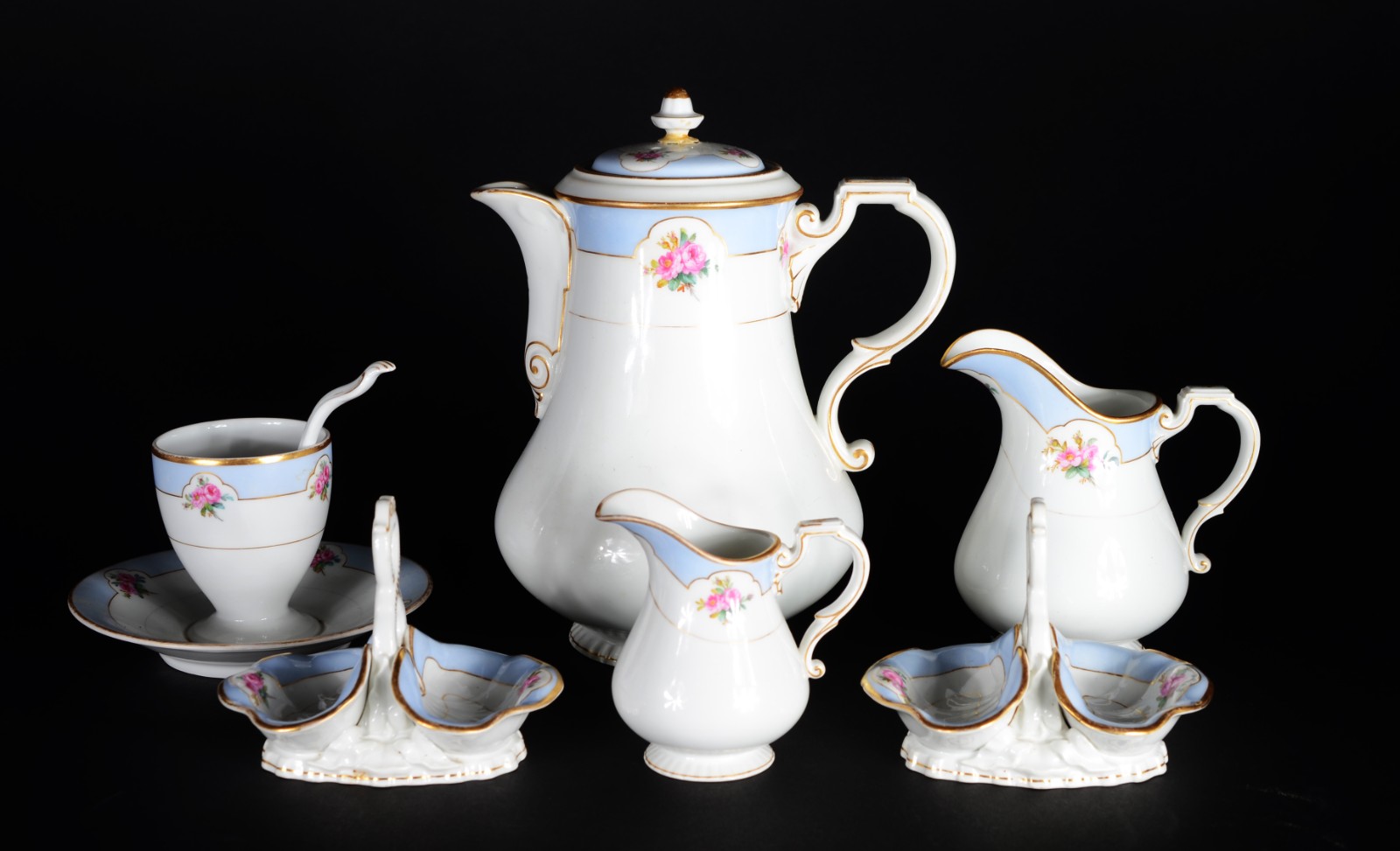 Serviço de jantar de antiga porcelana alemã KPM, tarja azul celeste... - foto 3 de 9