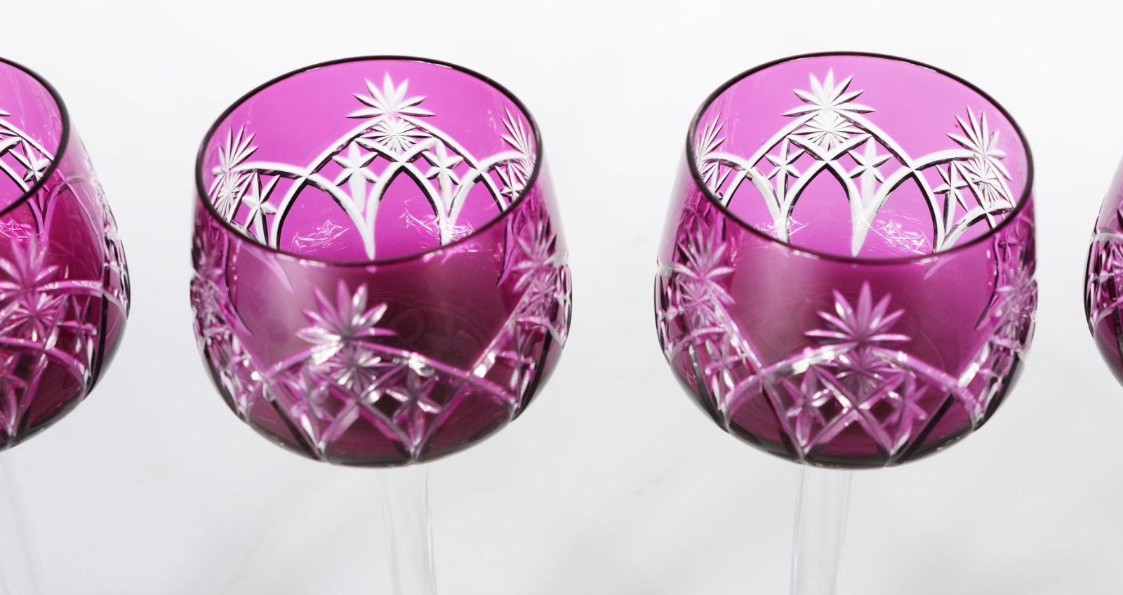 Seis cálices para vinho branco de cristal europeu doublé lilás... - foto 4 de 5