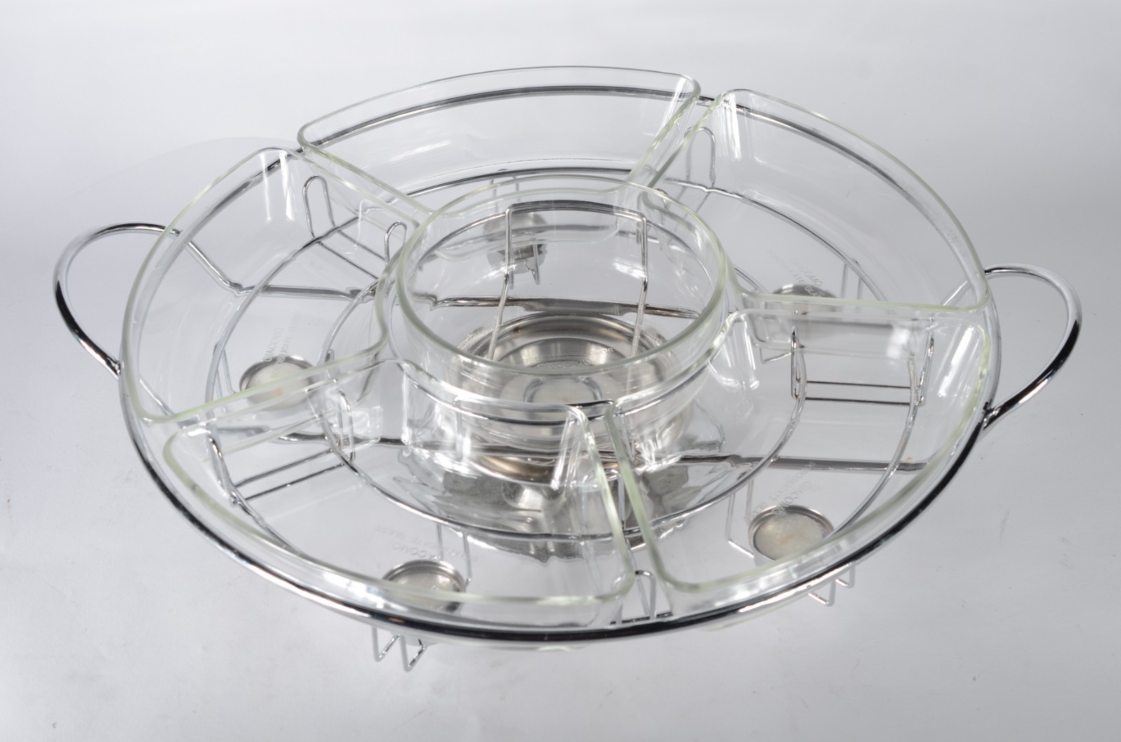 Rechaud giratório linear com 6 compartimentos em aço inox e vidro. - foto 3 de 4