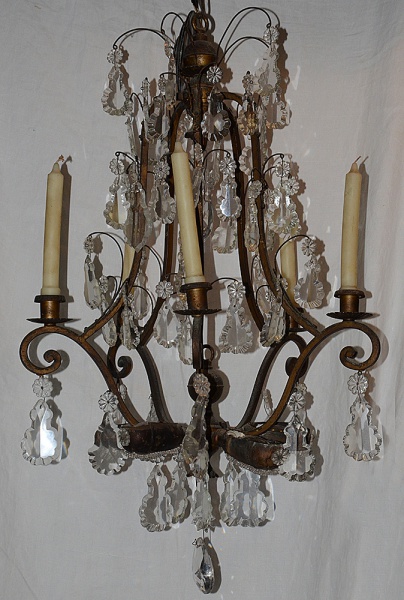 Lustre estilo Versailles com estrutura de metal, cinco lâmpadas...