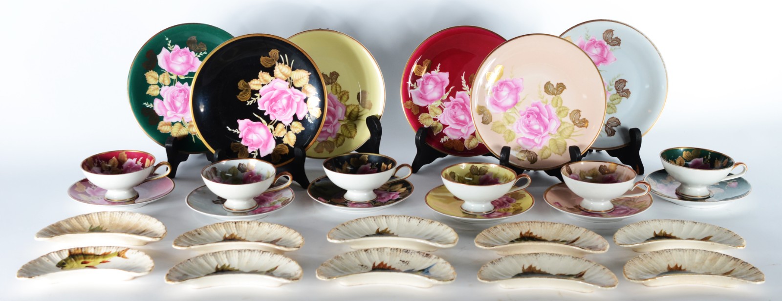 Conjunto para chá e bolo de porcelana Bavaria, decoração floral... - foto 1 de 8