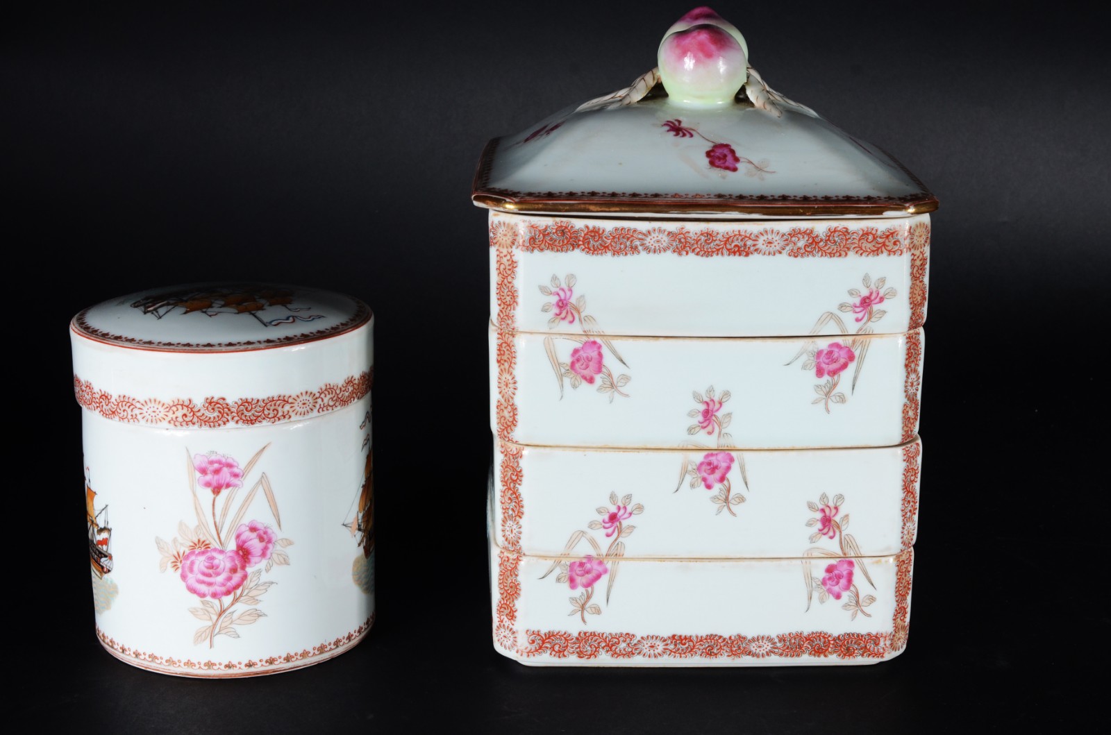Duas peças decorativas de porcelana oriental, sendo: marmiteira com... - foto 2 de 5