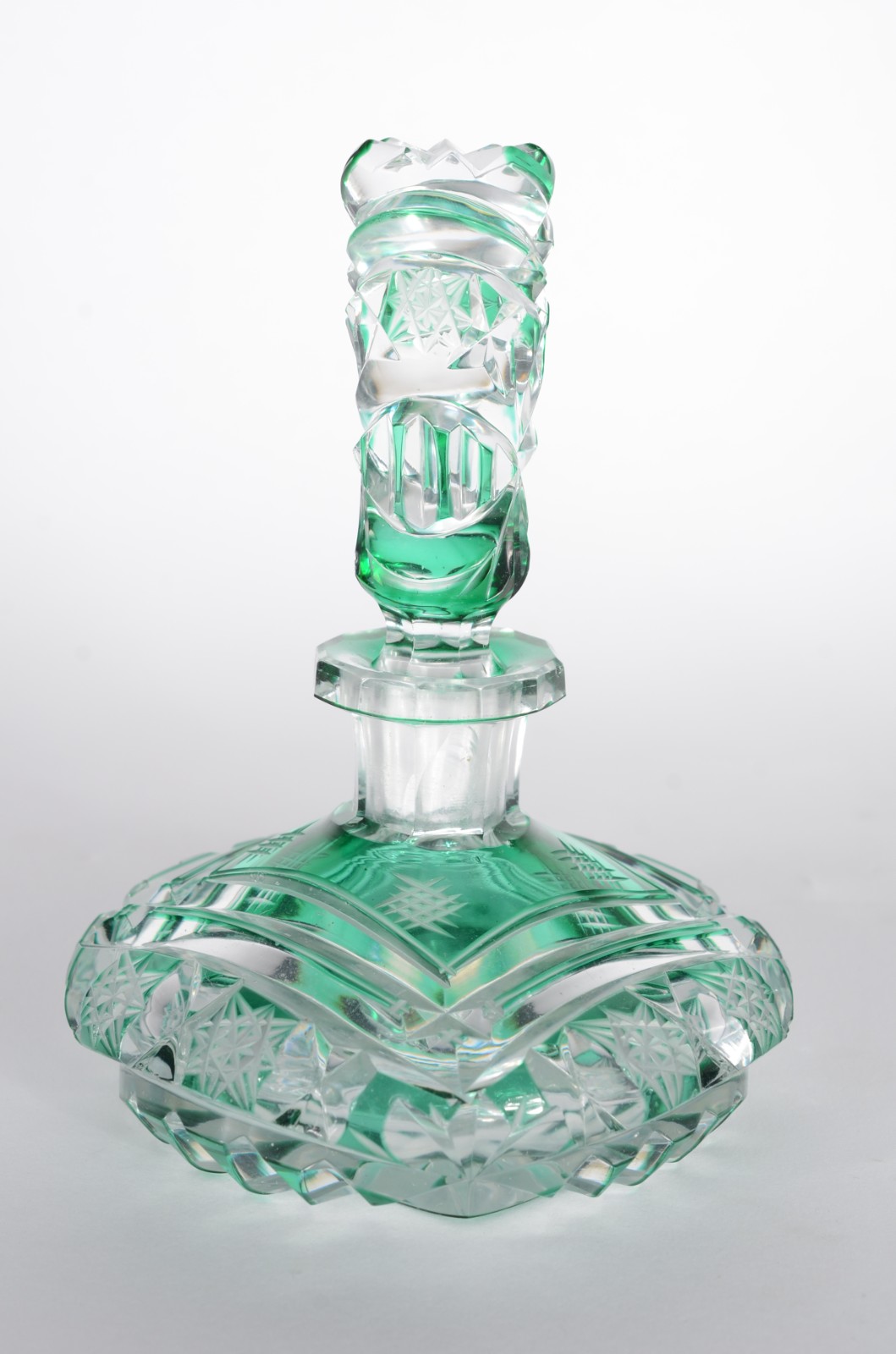 Conjunto com 3 peças para toilette de cristal doublé verde lapidado... - foto 2 de 10