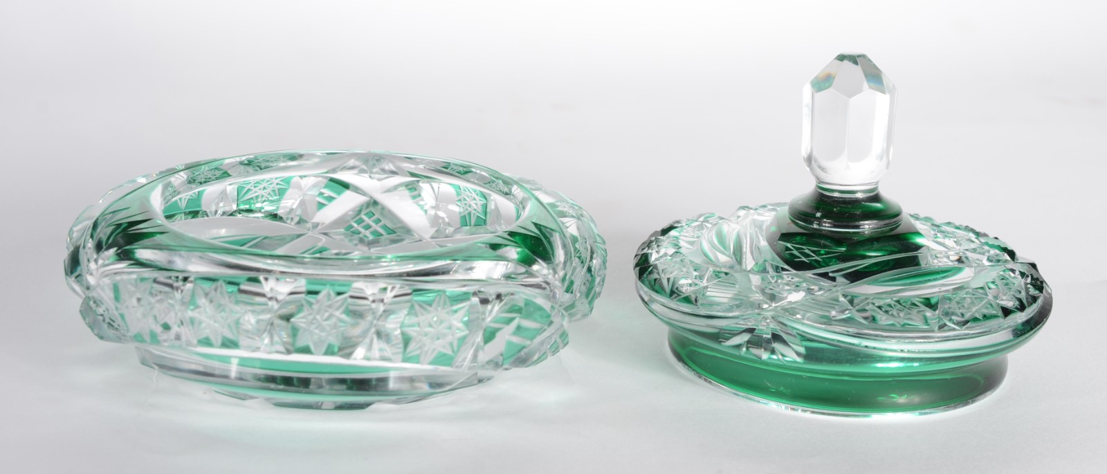 Conjunto com 3 peças para toilette de cristal doublé verde lapidado... - foto 6 de 10