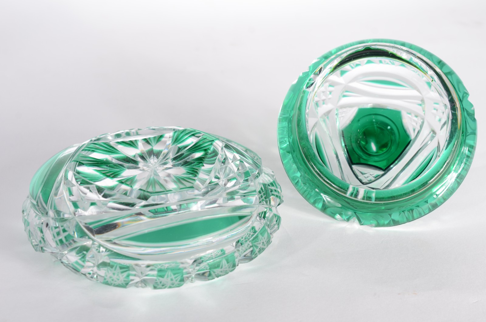 Conjunto com 3 peças para toilette de cristal doublé verde lapidado... - foto 10 de 10