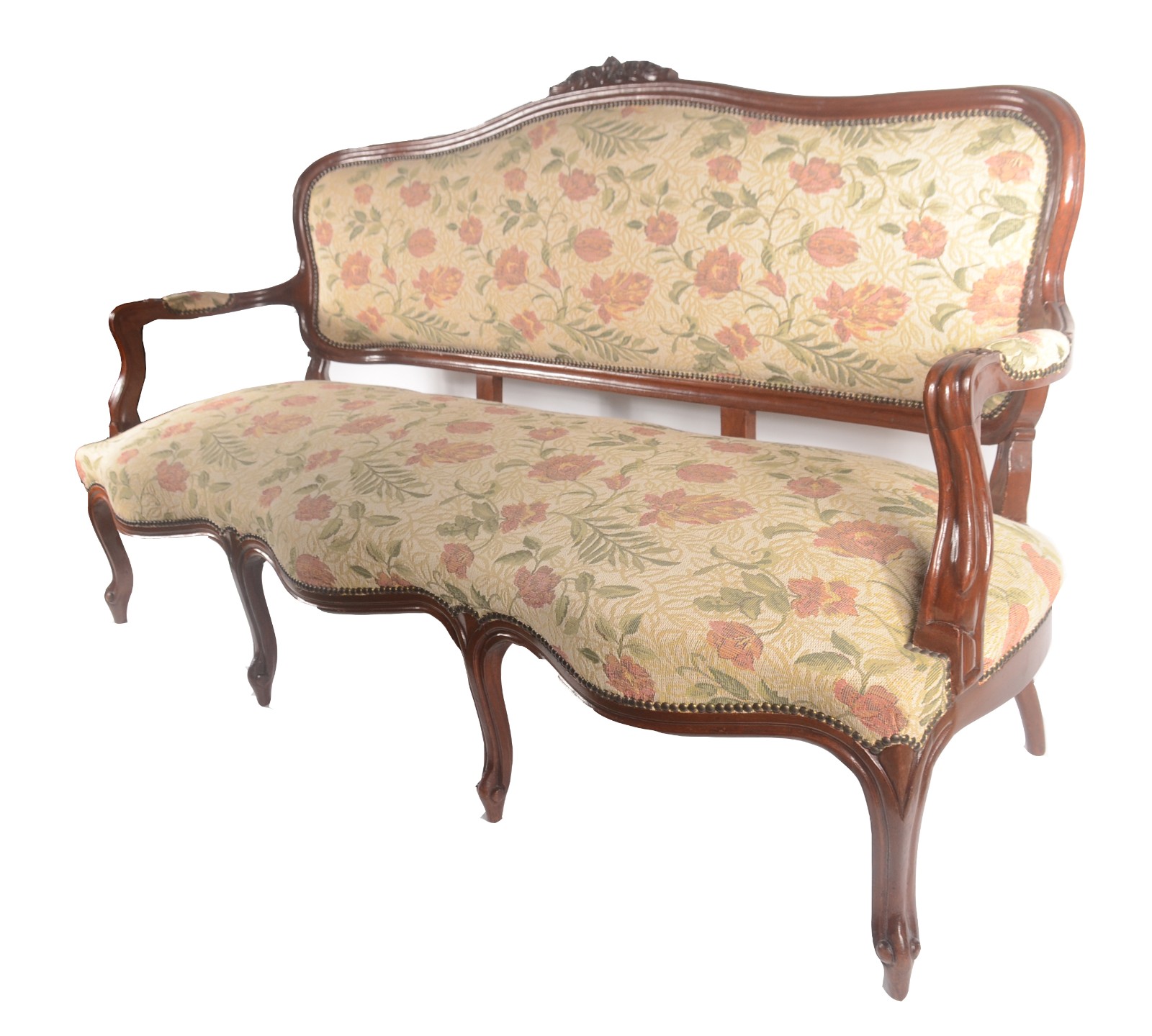 Conjunto de sofá para 3 lugares e par de poltronas de madeira nobre... - foto 2 de 8