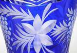 Vaso de cristal tcheco doublé azul lapidado. - Vaso de cristal tcheco doublé azul lapidado.