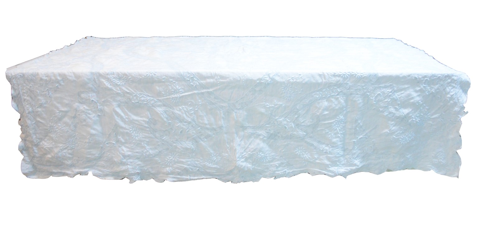 Toalha de linho branco com bordados em azul. - foto 1 de 4