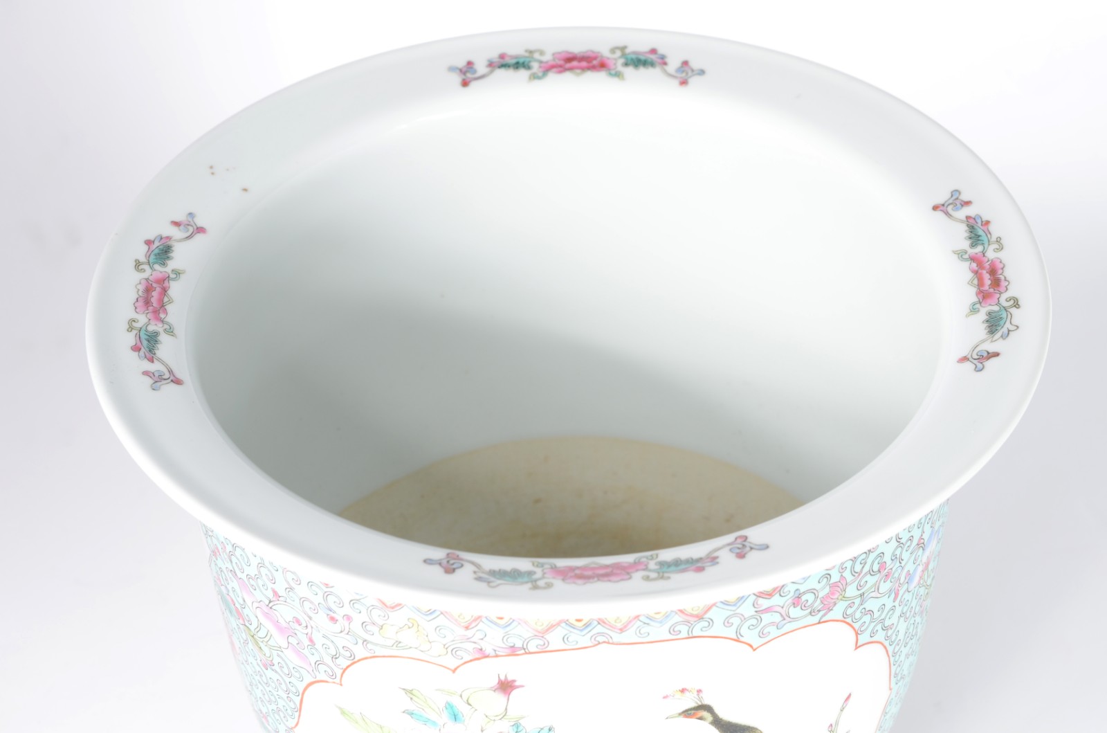 Cachepot de porcelana chinesa, decorado com flores e pássaros em... - foto 3 de 6