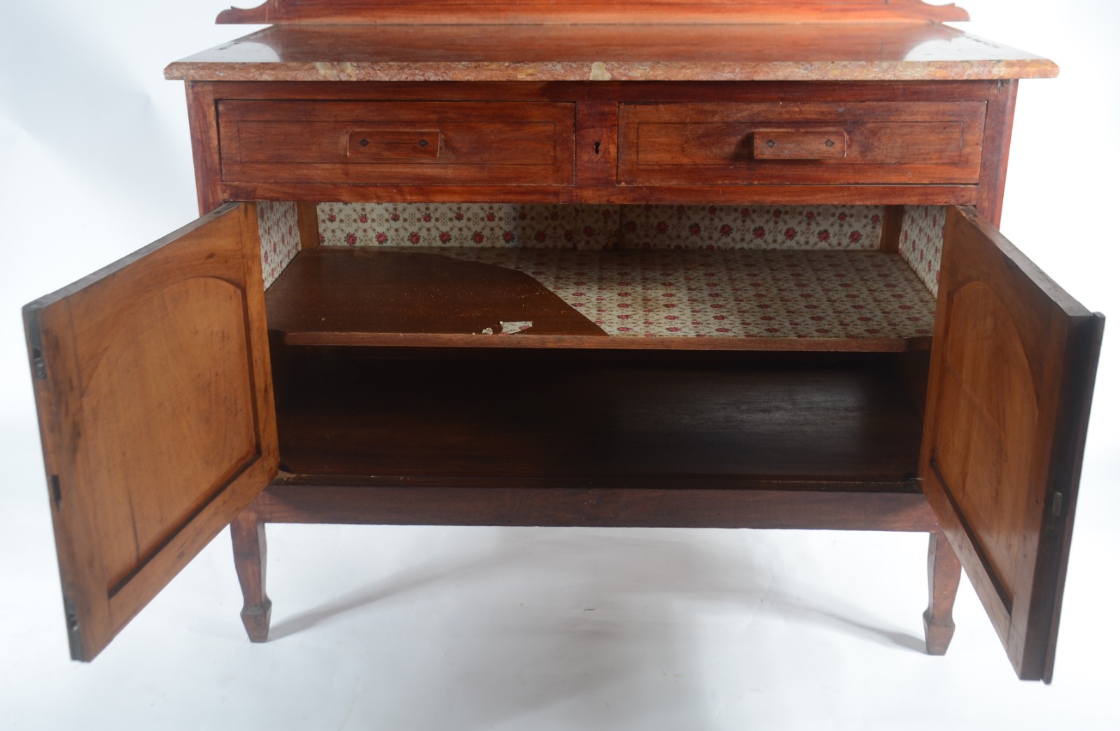 Penteadeira de madeira nobre, tampo de mármore (faltando a "galeria"... - foto 4 de 11