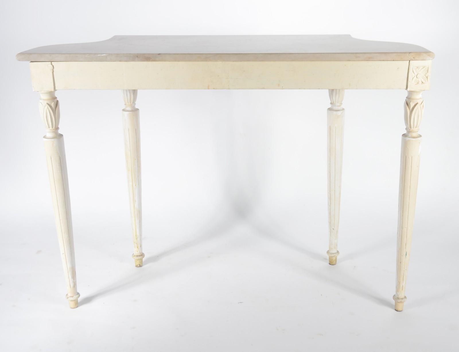 Console de madeira nobre patinado de branco, tampo de mármore... - foto 5 de 6