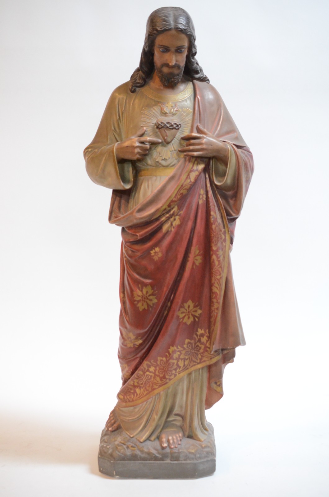 Sagrado Coração de Jesus - Grande imagem francesa de estuque... - foto 1 de 10