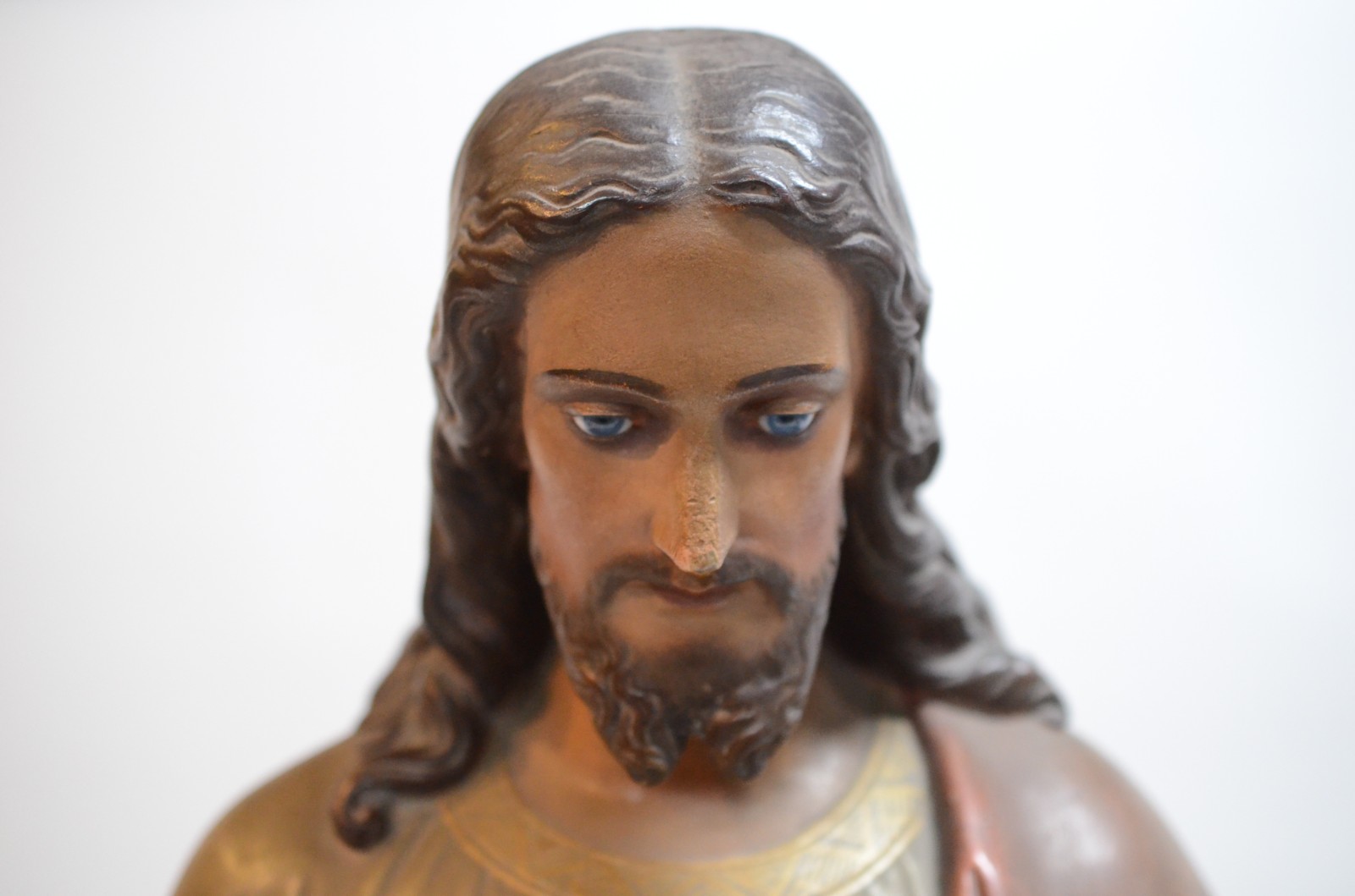 Sagrado Coração de Jesus - Grande imagem francesa de estuque... - foto 3 de 10