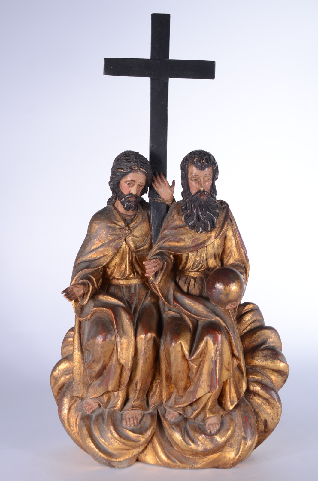 Divina Trindade - Belíssimo e raro grupo escultórico sacro de madeira... - foto 1 de 4