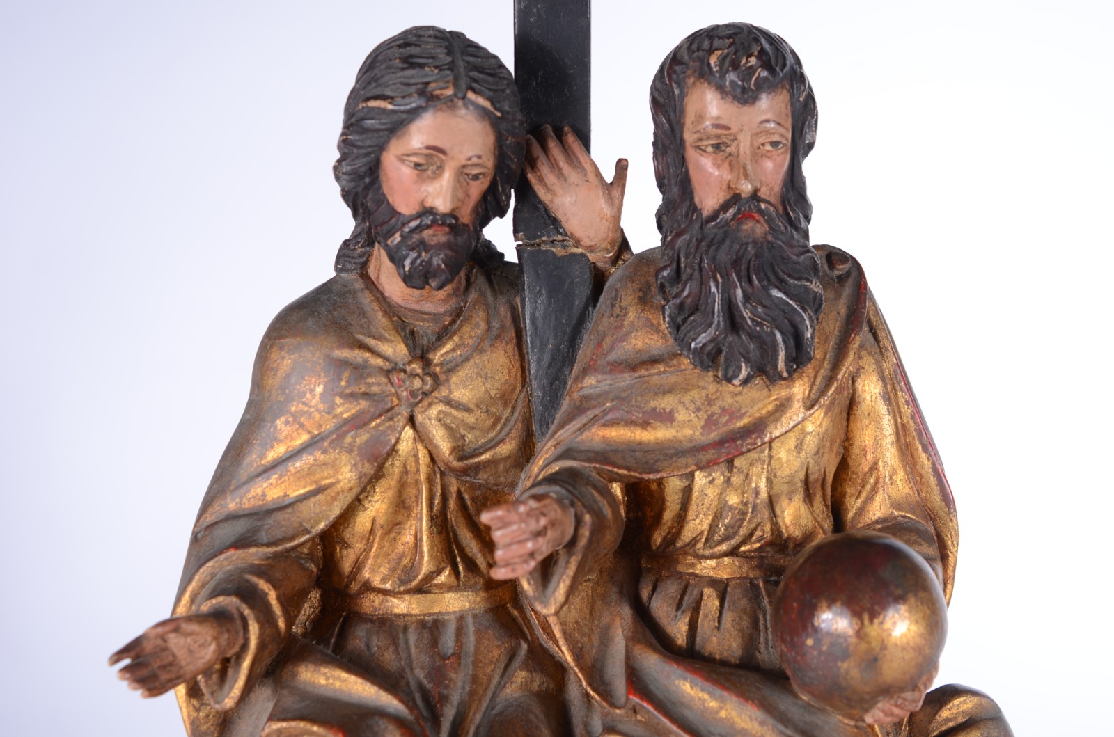 Divina Trindade - Belíssimo e raro grupo escultórico sacro de madeira... - foto 2 de 4