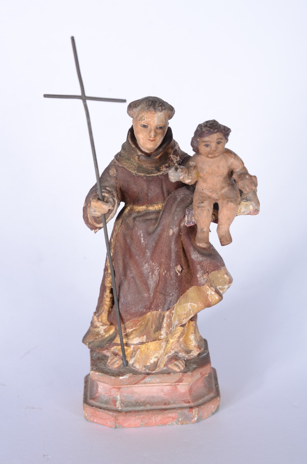 Santo Antônio com menino - Antiga imagem de madeira policromada... - foto 1 de 7