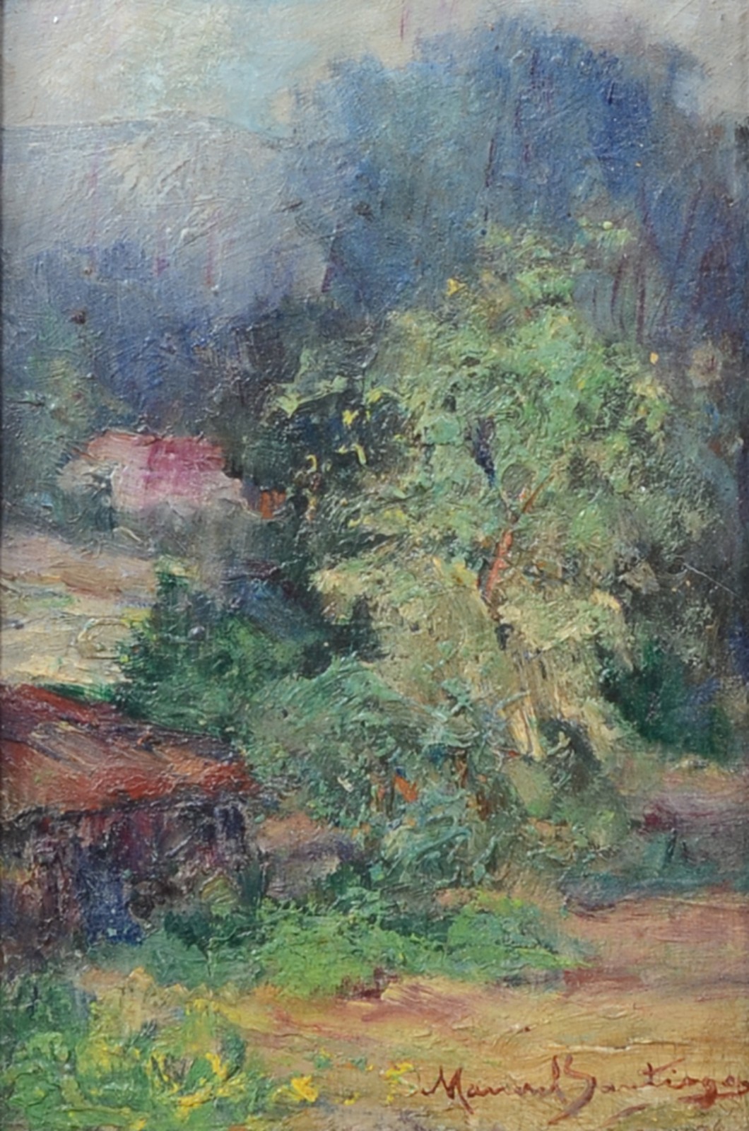 Manoel Santiago (1897-1987), Paisagem com casario - Cauterets, França - foto 1 de 5