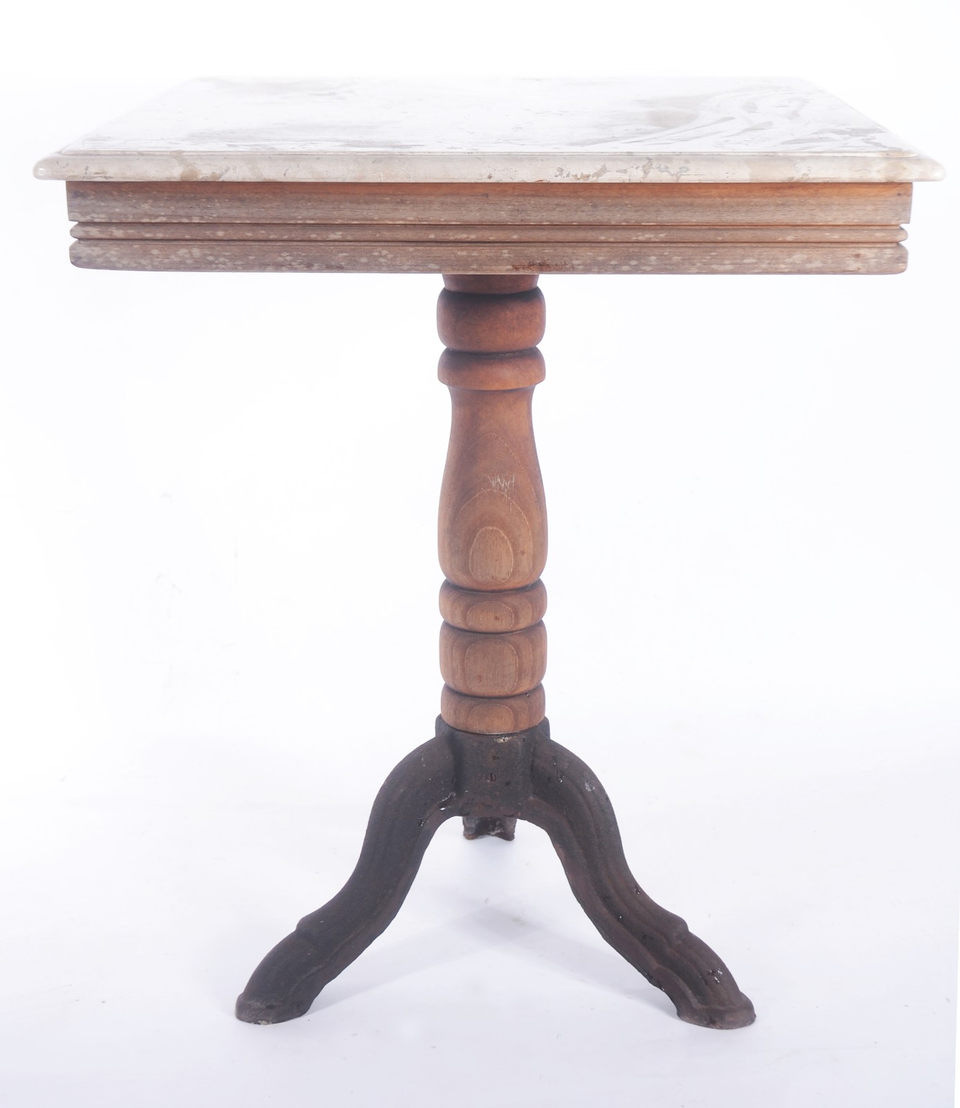 Mesa de bar em madeira com pés de metal e tampo de mármore. Mármore... - foto 2 de 6