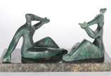 Alfredo Ceschiatti (1918-1989), As Banhistas - Escultura de bronze com base de mármore. Assinada. (Esta escultura em tamanho natural ornamenta o lago em frente ao "Palácio da Alvorada" em Brasília)