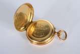Relógio de bolso de ouro 18 k, inscrição intern... - Relógio de bolso de ouro 18 k, inscrição interna na tampa "Remontoir Cylindre 10 Rubis".  (Por motivos de segurança a peça não se encontra na lo...