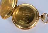 Relógio de bolso de ouro 18 k, inscrição intern... - Relógio de bolso de ouro 18 k, inscrição interna na tampa "Remontoir Cylindre 10 Rubis".  (Por motivos de segurança a peça não se encontra na lo...