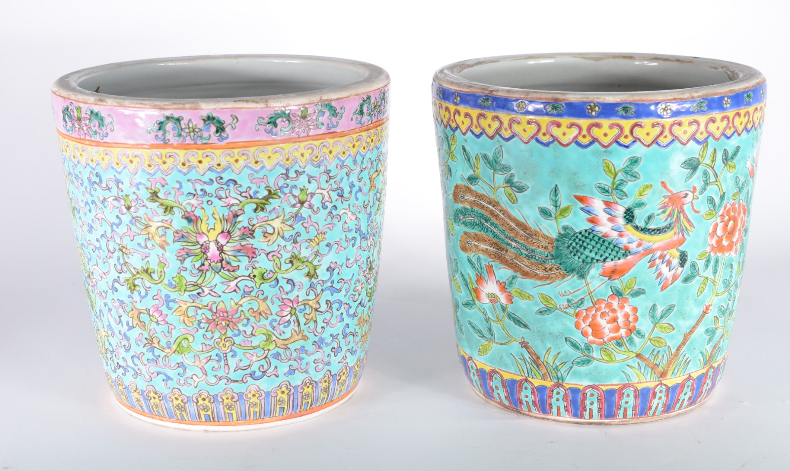 Par de cachepots de porcelana chinesa decorados com pássaros e flores... - foto 3 de 5