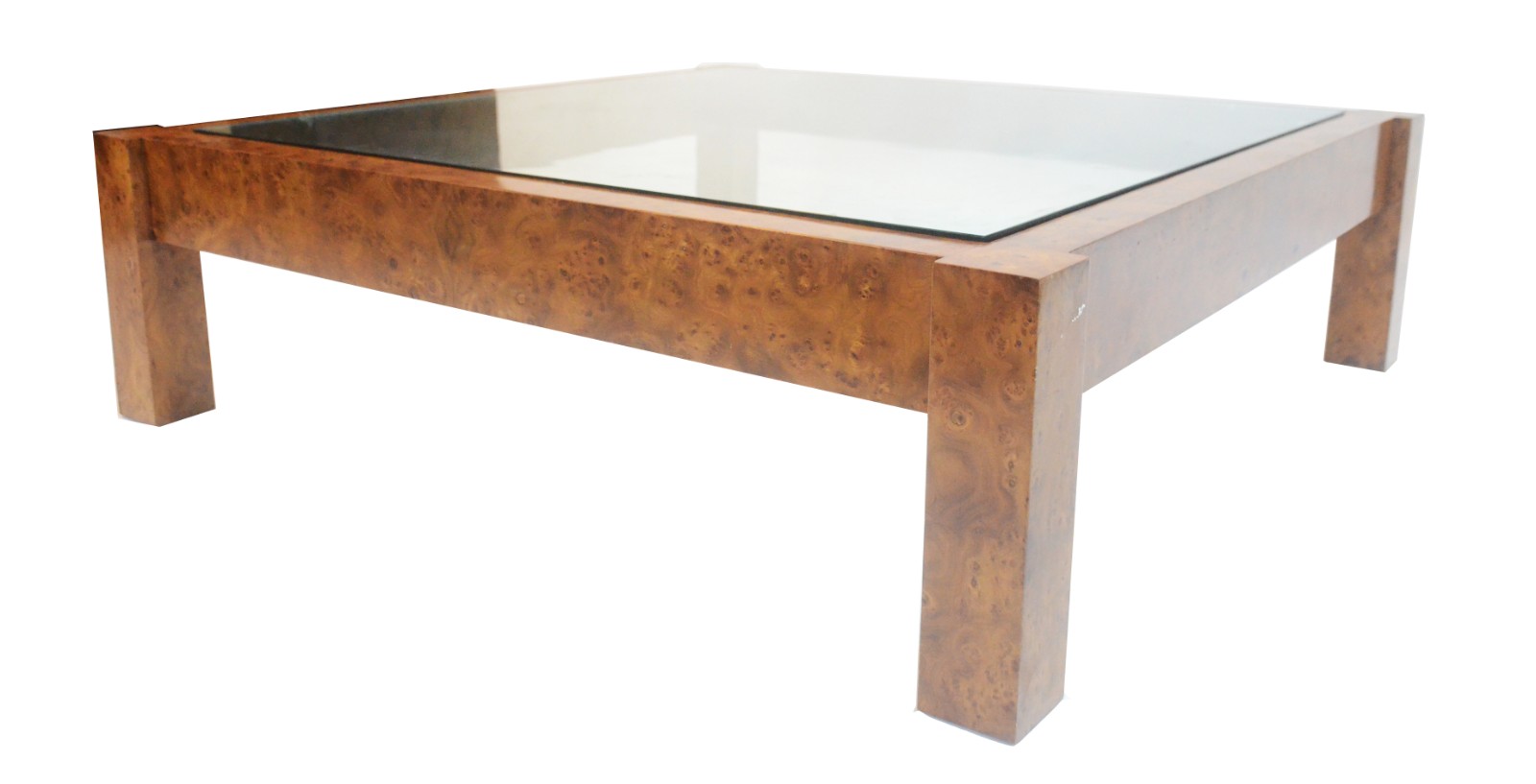 Mesa de centro feitio quadrado de madeira clara com tampo de vidro. - foto 1 de 4