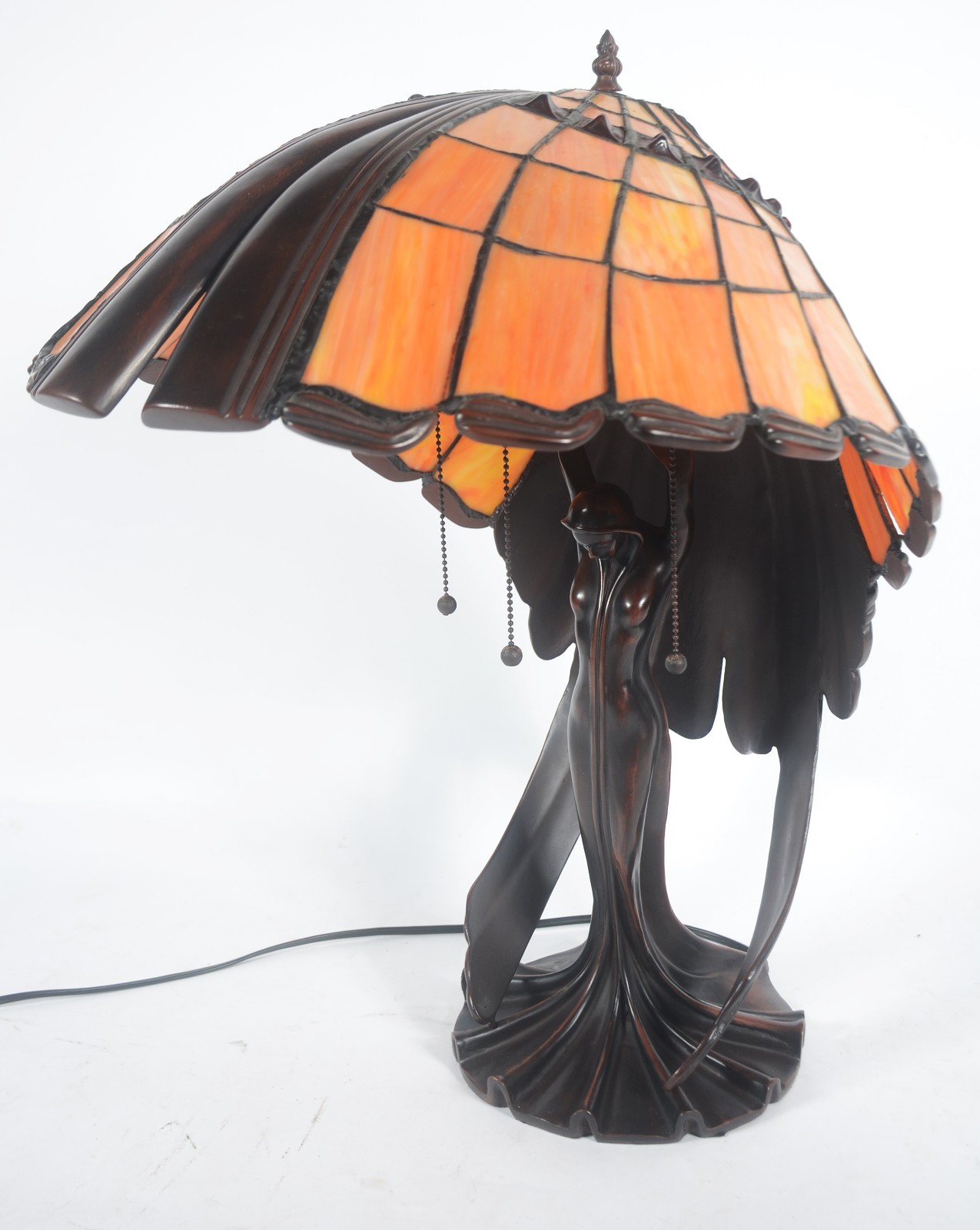 Abatjour estilo Tiffany Art Nouveau, base de bronze representando... - foto 1 de 8