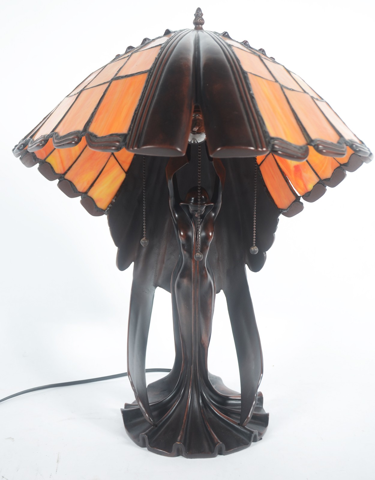 Abatjour estilo Tiffany Art Nouveau, base de bronze representando... - foto 2 de 8