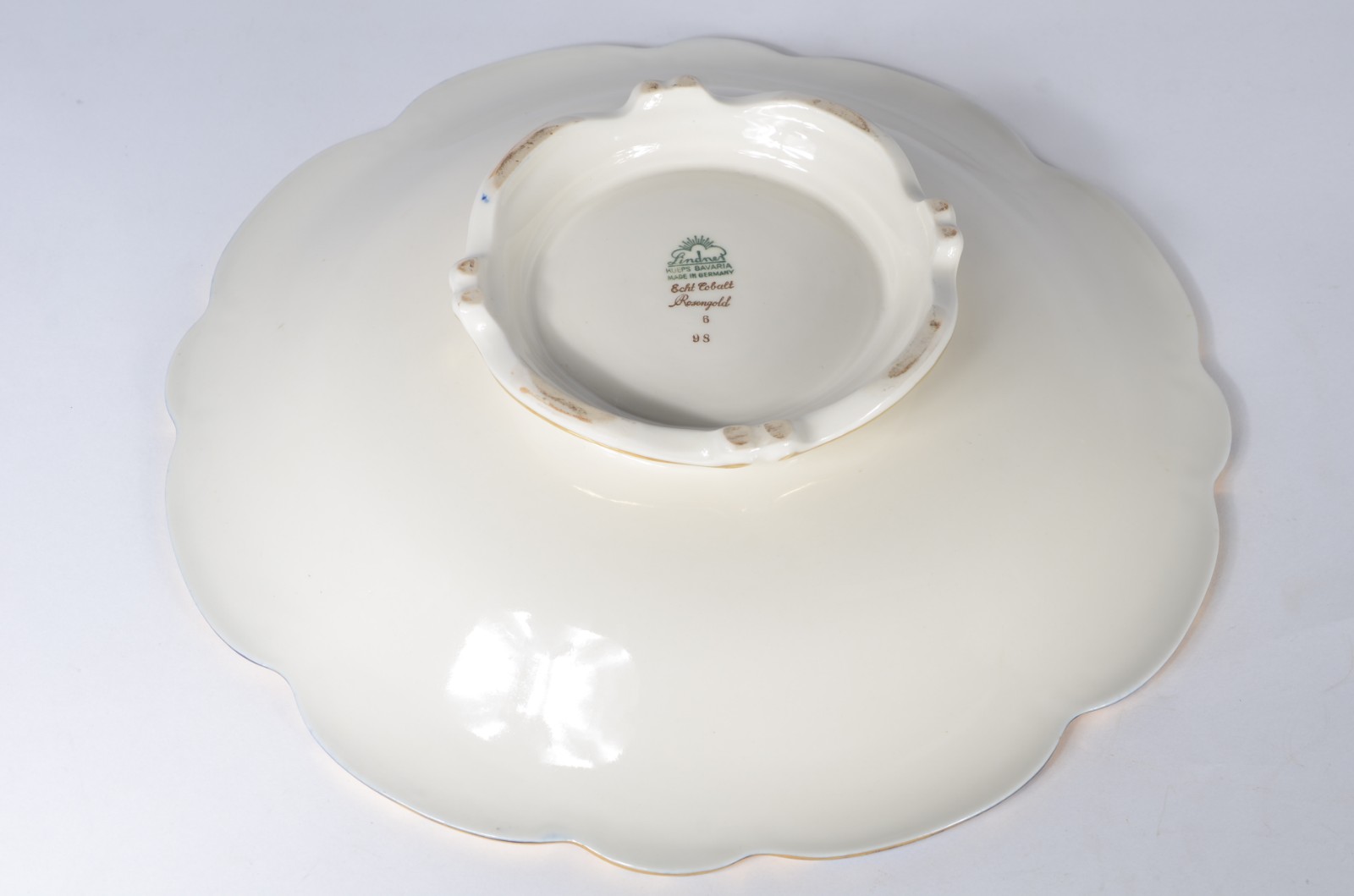 Centro de mesa de porcelana alemã "Lindner - Bavaria" na cor azul... - foto 4 de 5