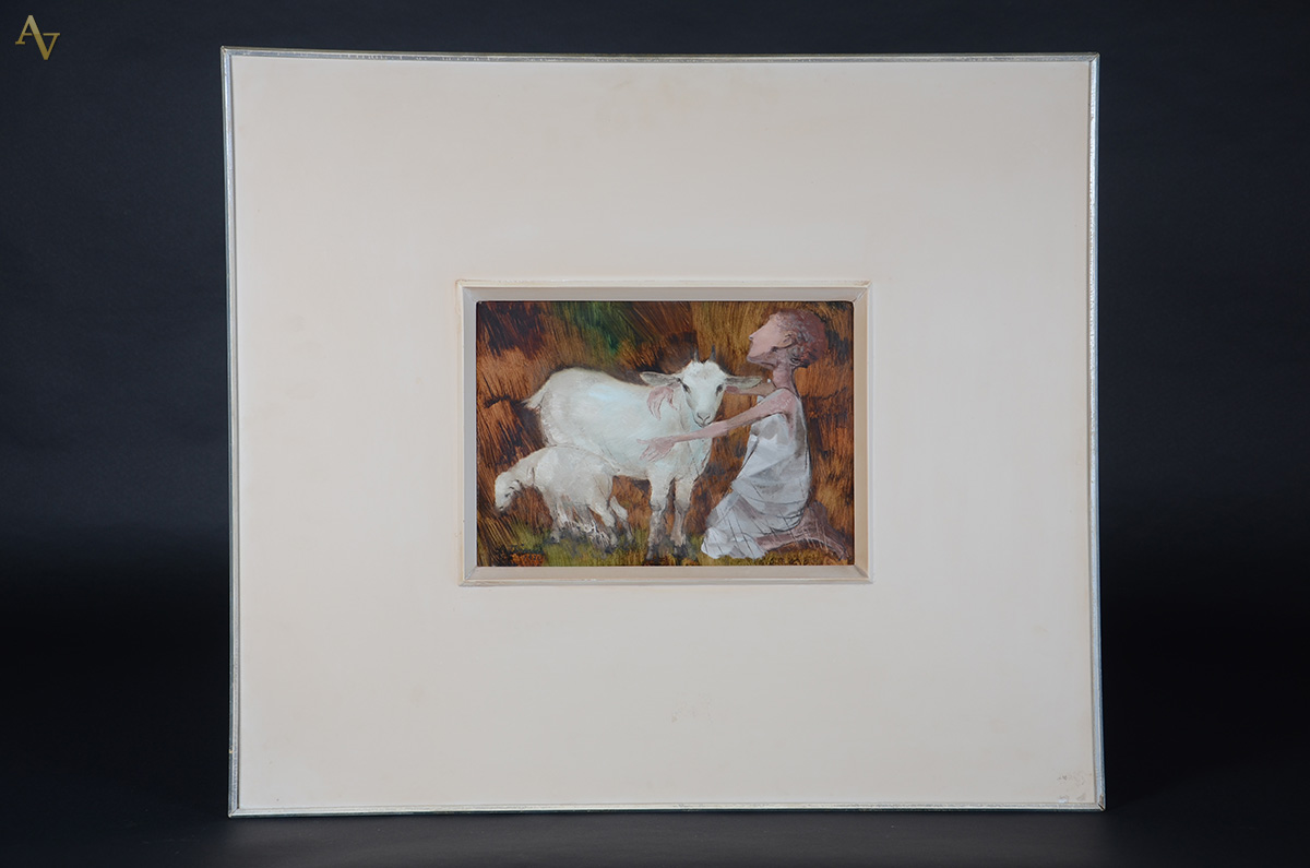 BIANCO, Enrico (1918 - 2013) - Menino com carneiro - ost - 27 x 35... - foto 1 de 3