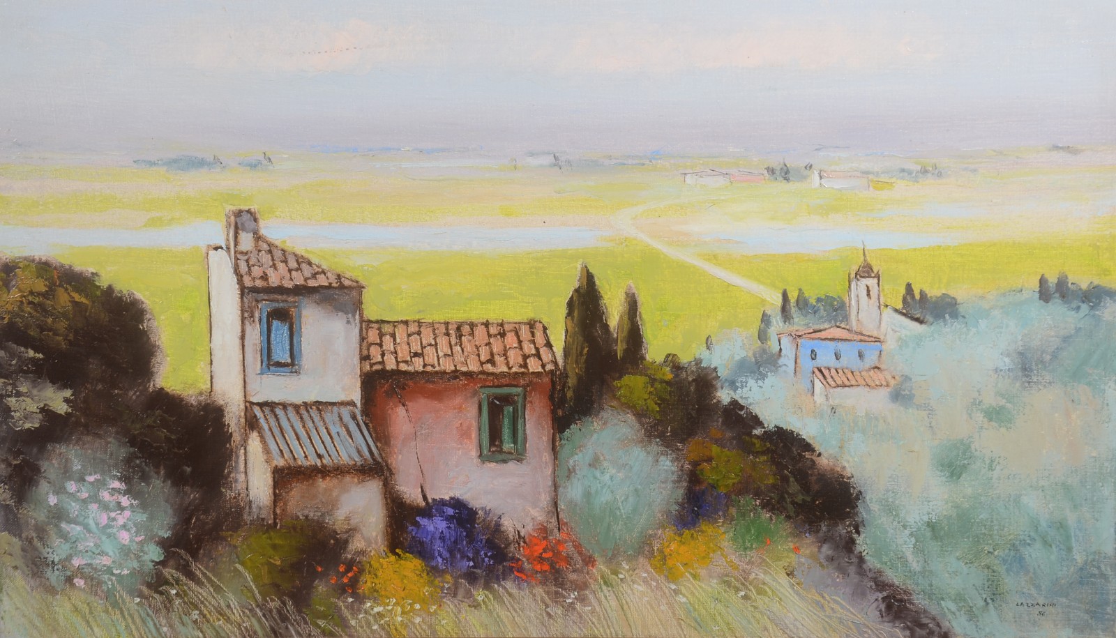  Domenico Lazzarini (1920-1987), Paisagem com casarios - foto 1 de 4