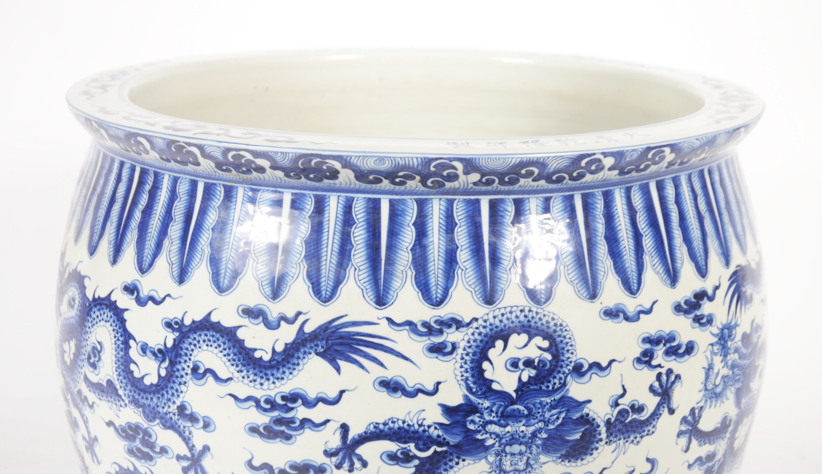 Grande cachepot de porcelana chinesa decorada com figuras de dragão... - foto 3 de 7