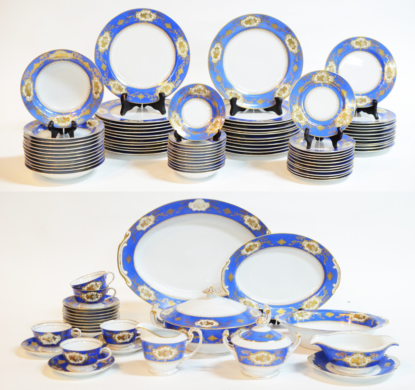 Aparelho de jantar de porcelana japonesa "Jyoto", branca com tarja... - foto 1 de 11