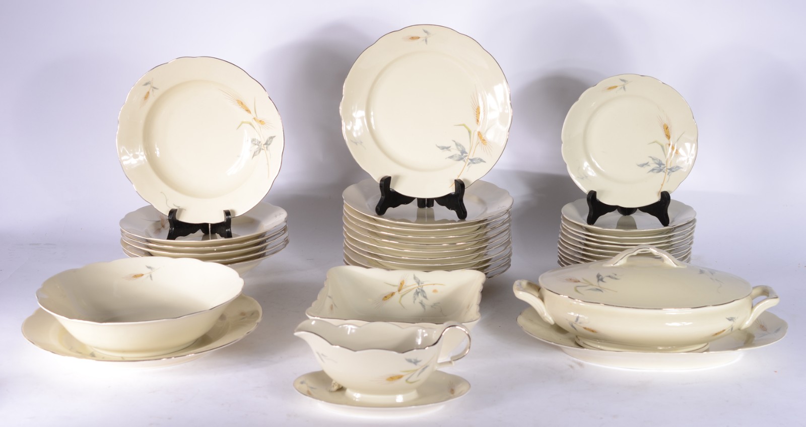 Aparelho de jantar de porcelana tcheca na cor bege com delicada... - foto 1 de 11