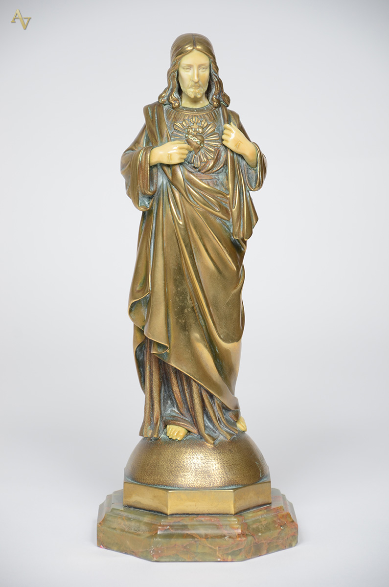 D.ALONZO - Estatueta de bronze e marfim, representando Sagrado... - foto 1 de 2
