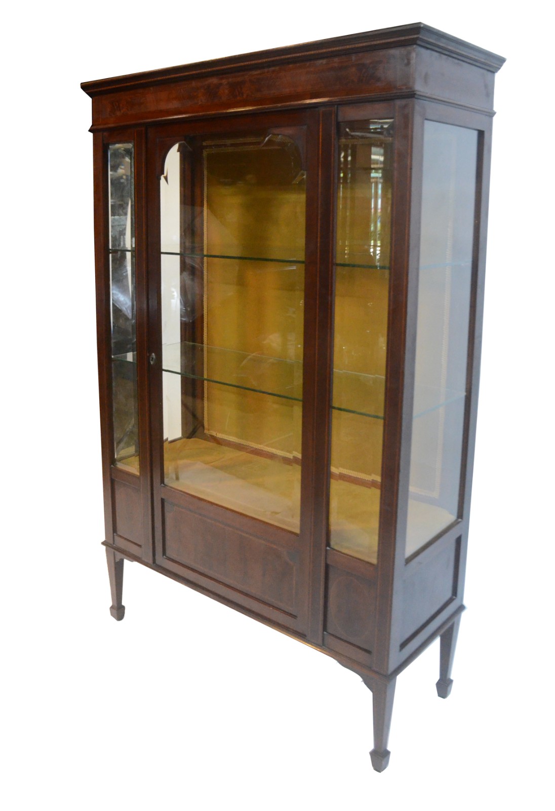 Vitrine de madeira nobre filetada com porta de cristal bisotado... - foto 1 de 7