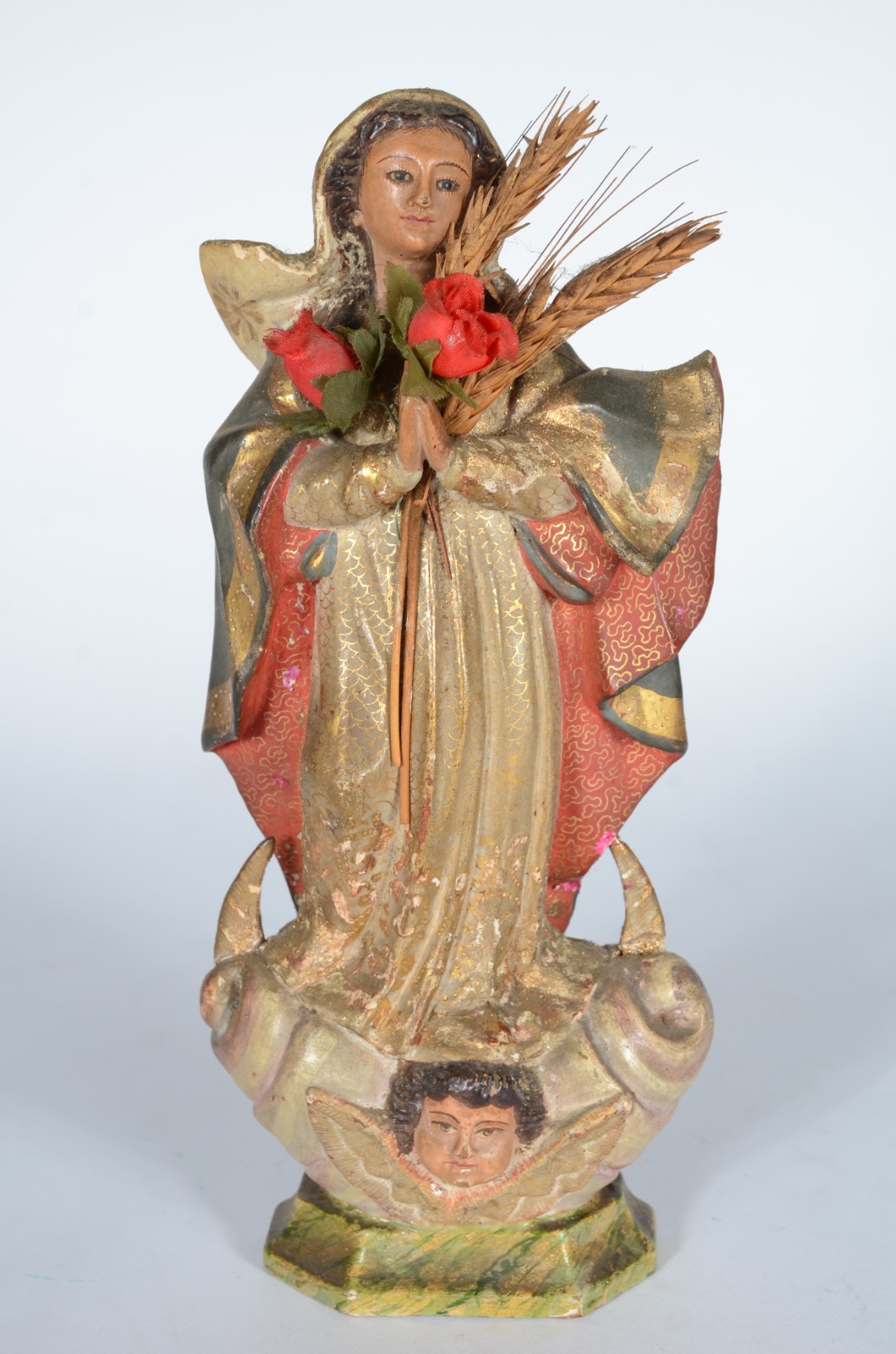 Nossa Senhora - Imagem de madeira policromada e dourada. Pequenos... - foto 1 de 8