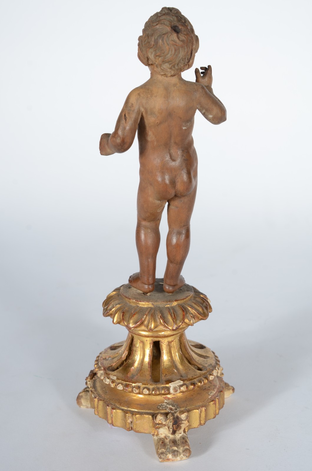 Menino Deus - Imagem de madeira policromada sobre pedestal dourado... - foto 8 de 10