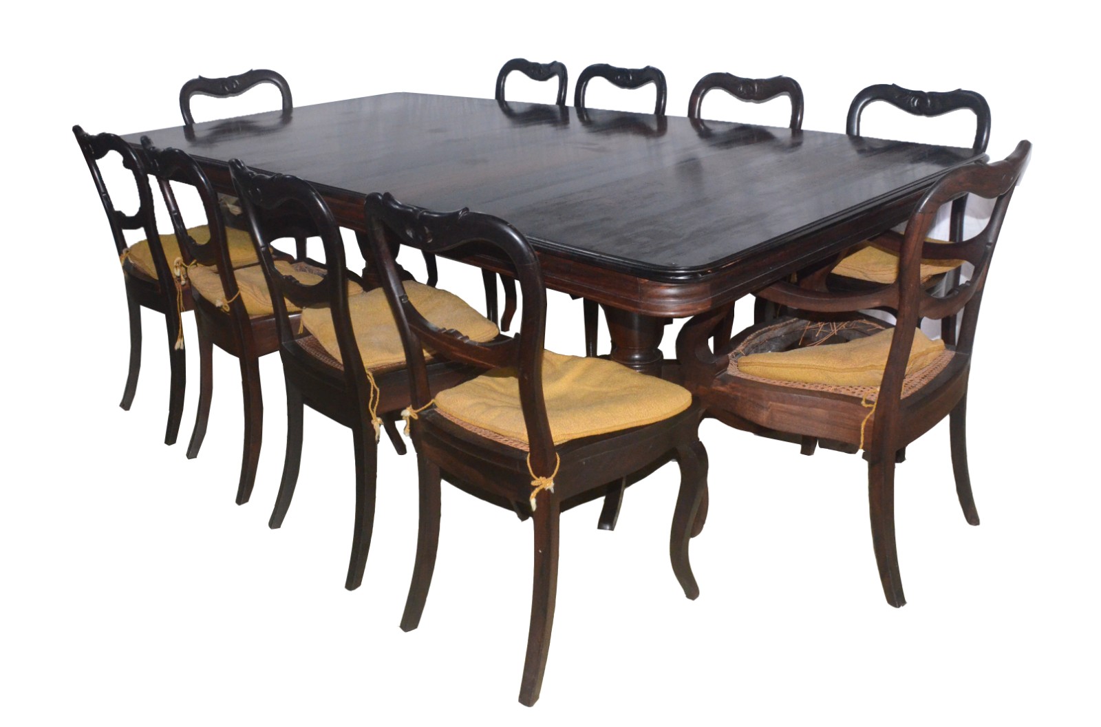 Mesa de jantar de jacarandá, tampo retangular com quinas... - foto 1 de 11