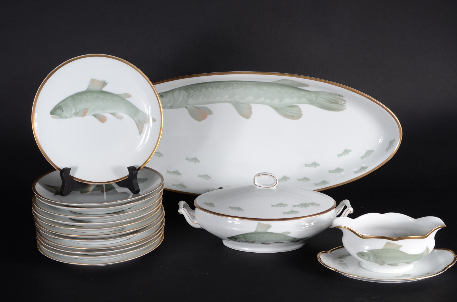 Serviço para peixe em porcelana alemã da Bavaria, manufatura... - foto 1 de 6