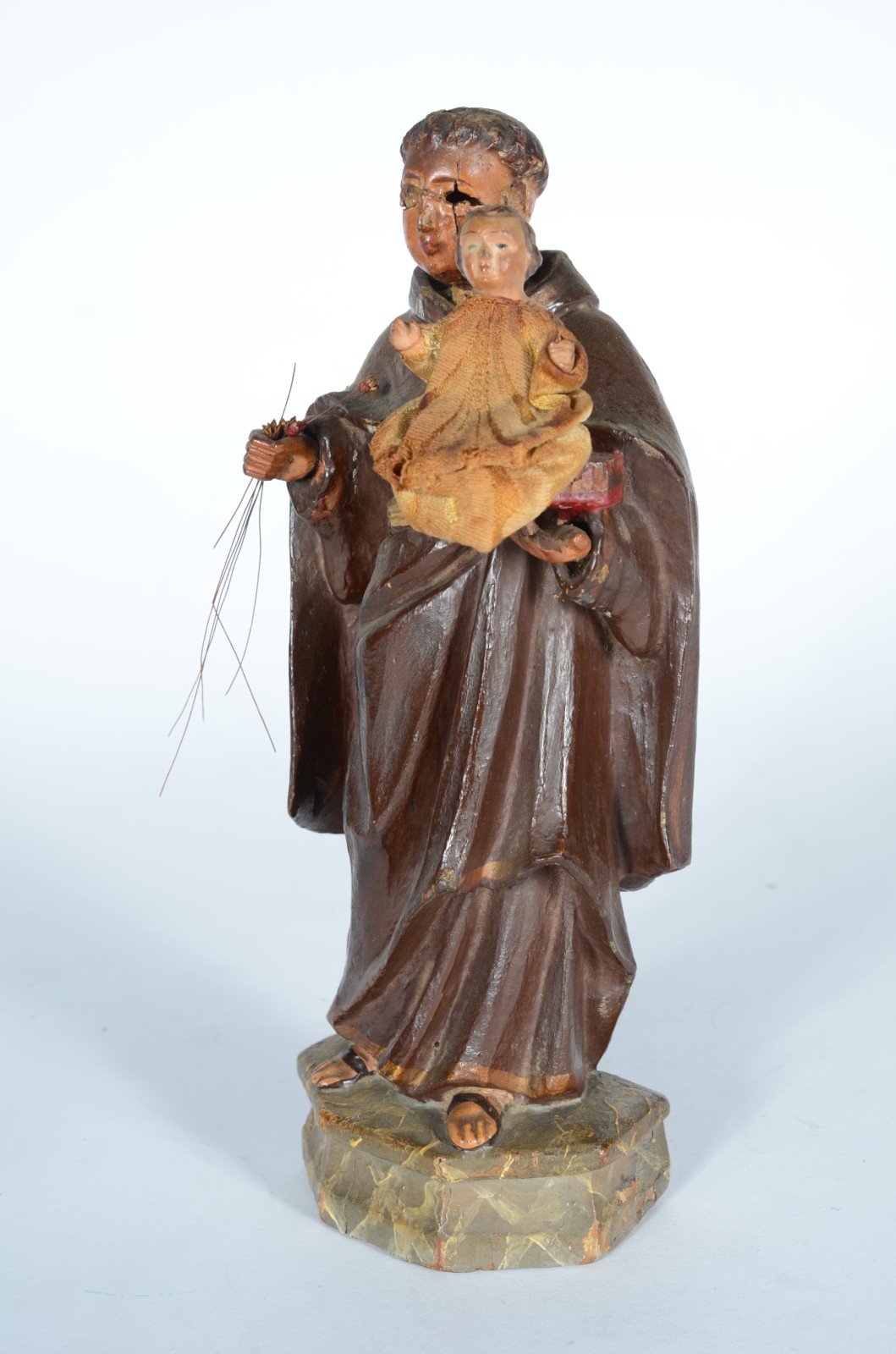 Santo Antônio com menino - Antiga Imagem de madeira policromada e... - foto 3 de 8
