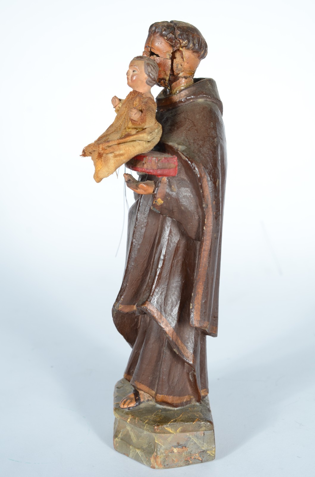 Santo Antônio com menino - Antiga Imagem de madeira policromada e... - foto 5 de 8