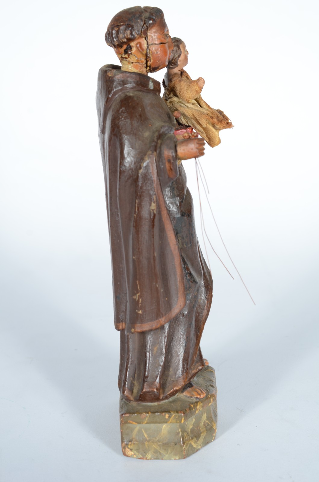 Santo Antônio com menino - Antiga Imagem de madeira policromada e... - foto 7 de 8