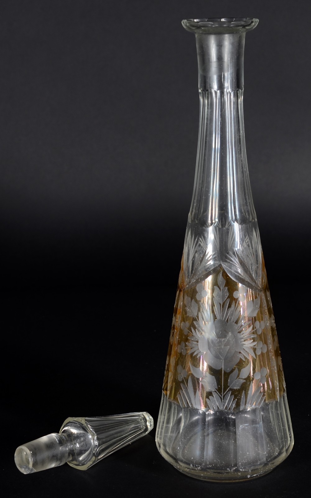 Conjunto de garrafa e 5 cálices de cristal europeu facetado, doublé... - foto 5 de 9