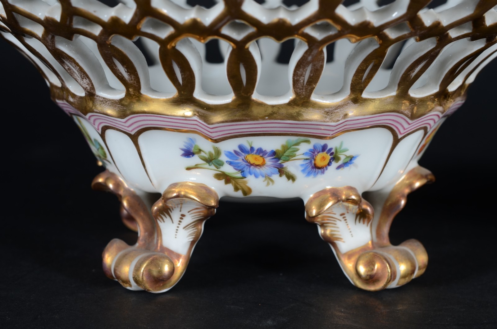 Par de belas fruteiras de porcelana francesa Velho Paris, laterais... - foto 2 de 5